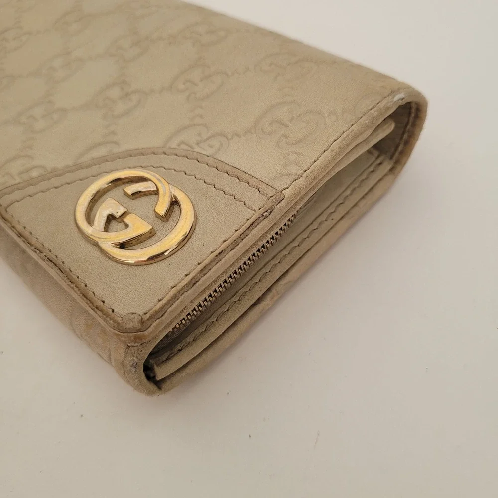 Gucci Guccissima Long Wallet Beige Leather GG Monogram Continental Flap 181593 - Picture 15 of 16